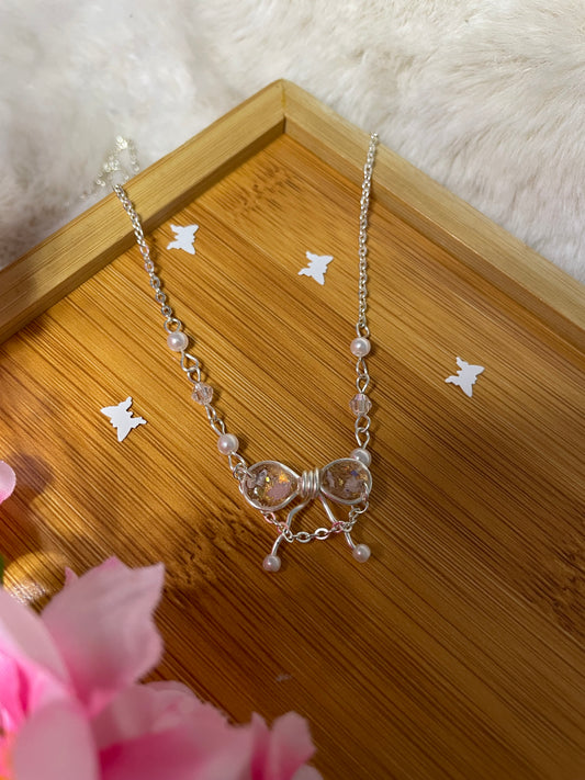 Real Flower Coquette Silver Necklace